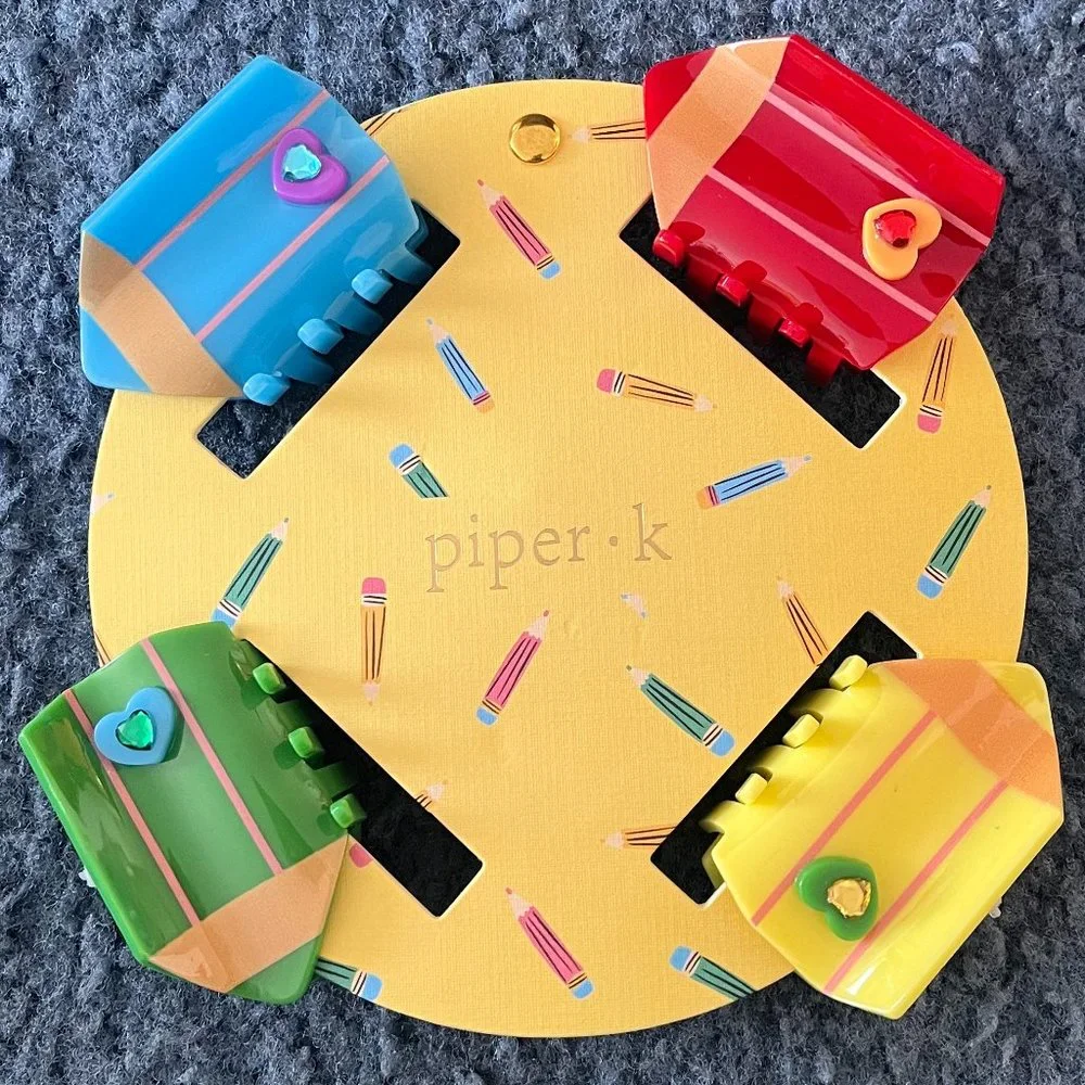Piper K 4 School Colored Pencils Hair Clips